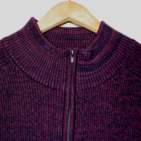 Vince Camuto Red Black Mock Neck 1/4 Zip Sweater - Picture 3 of 12